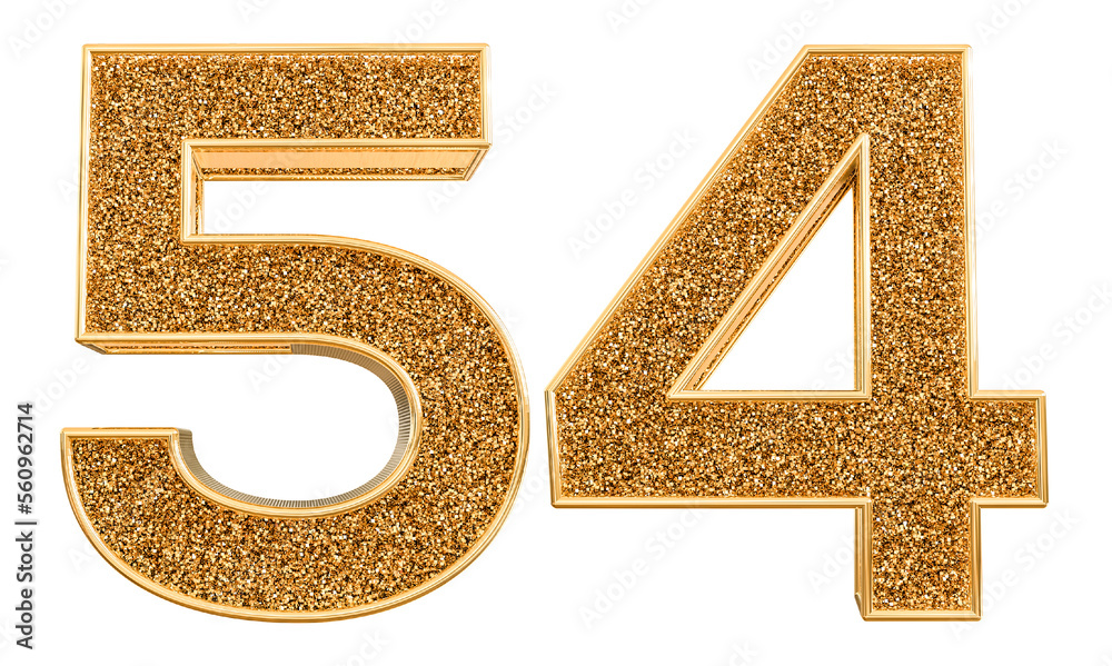 3d gold modern number 54 with generative AI 3d gold modern number 54 with generative AI