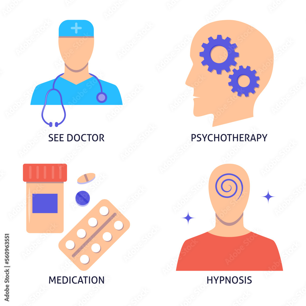 Medical stress relief icon set Medical stress relief icon set