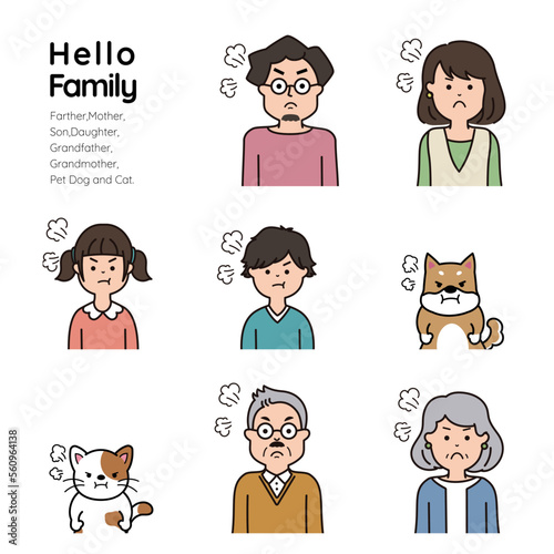 家族の表情アイコン　怒った表情