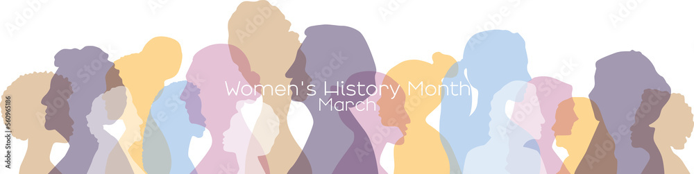 Women's history month banner. Transparent background.