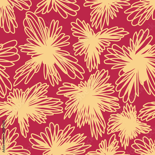 Floral seamless pattern in trendy viva magenta color. Modern print for fabric, textiles, wrapping paper. Vector illustration