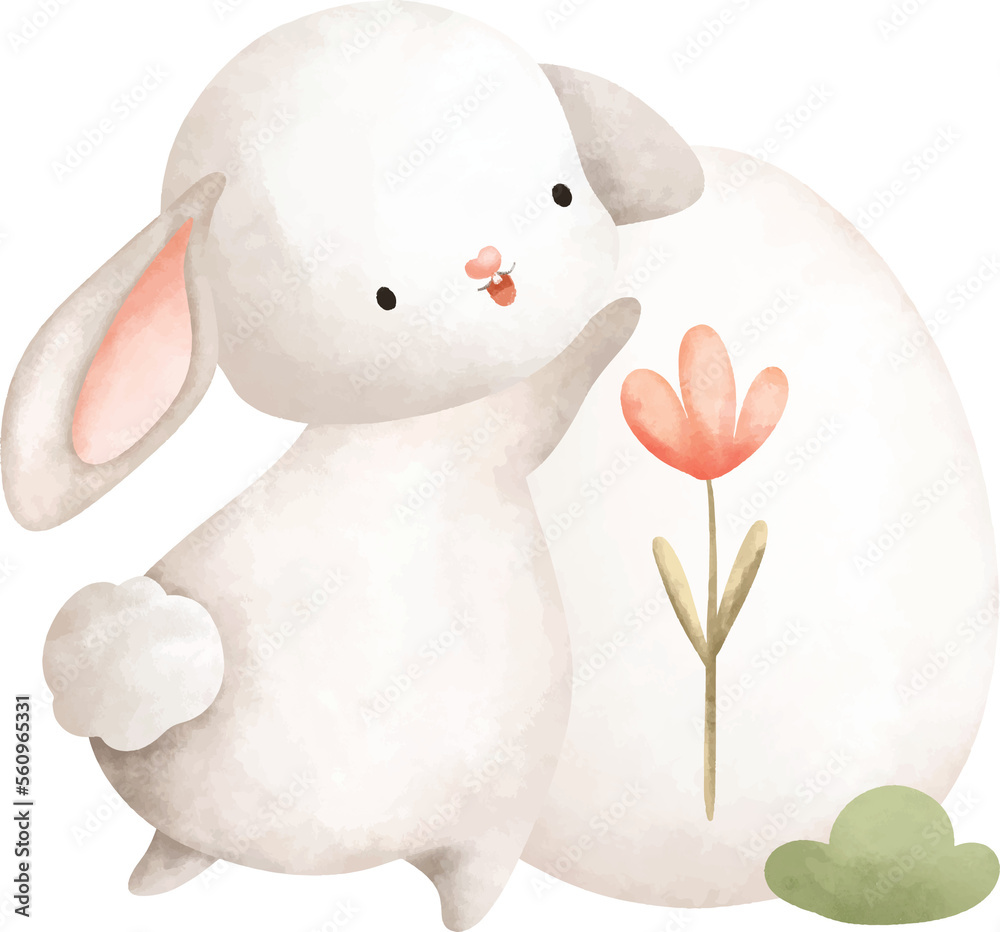 Easter Rabbit and Easter Egg. Watercolor Illustration. Easter Rabbit and Easter Egg. Watercolor Illustration.