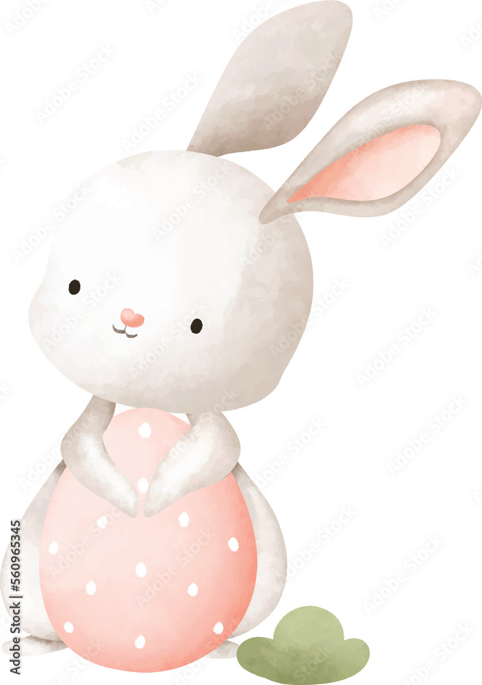 Easter Rabbit and Easter Egg. Watercolor Illustration. Easter Rabbit and Easter Egg. Watercolor Illustration.