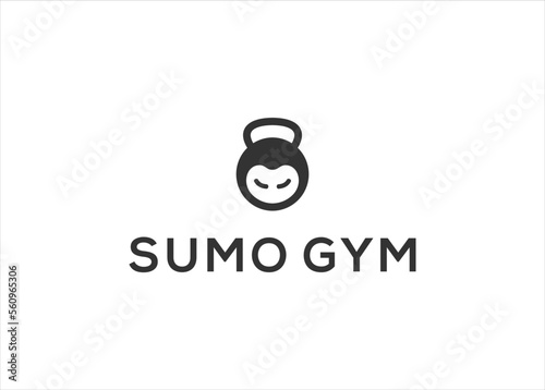 sumo  sportsman barbell gym fitness logo design illustration template