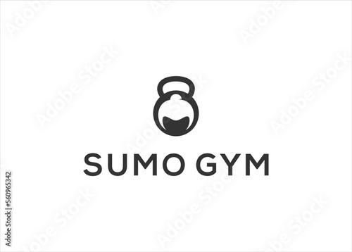 sumo  sportsman barbell gym fitness logo design illustration template
