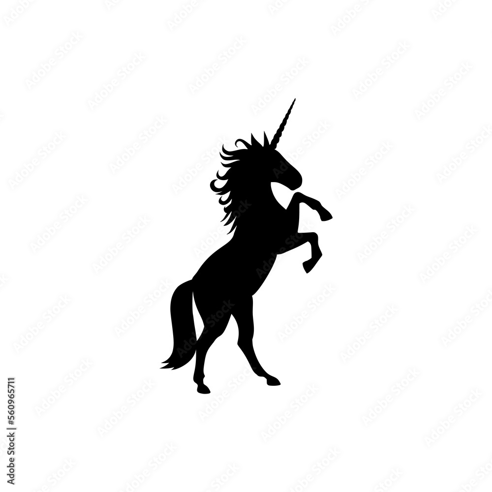 Unicorn silhouette logo icon isolated on white background Unicorn silhouette logo icon isolated on white background