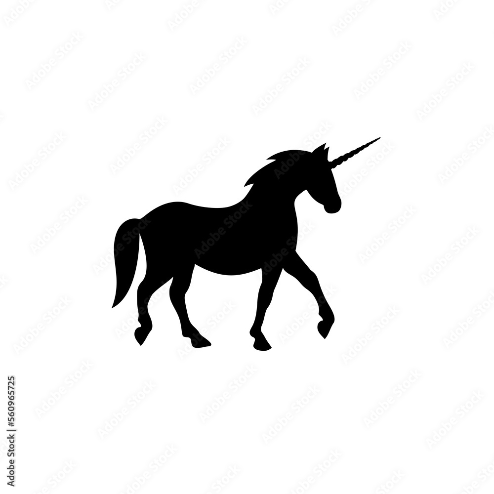 Unicorn silhouette logo icon isolated on white background Unicorn silhouette logo icon isolated on white background