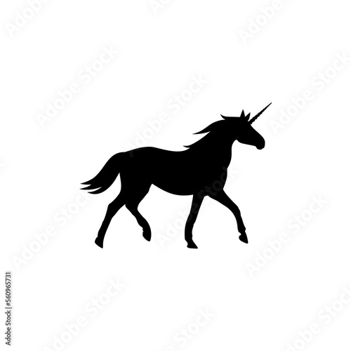 Unicorn silhouette logo icon isolated on white background