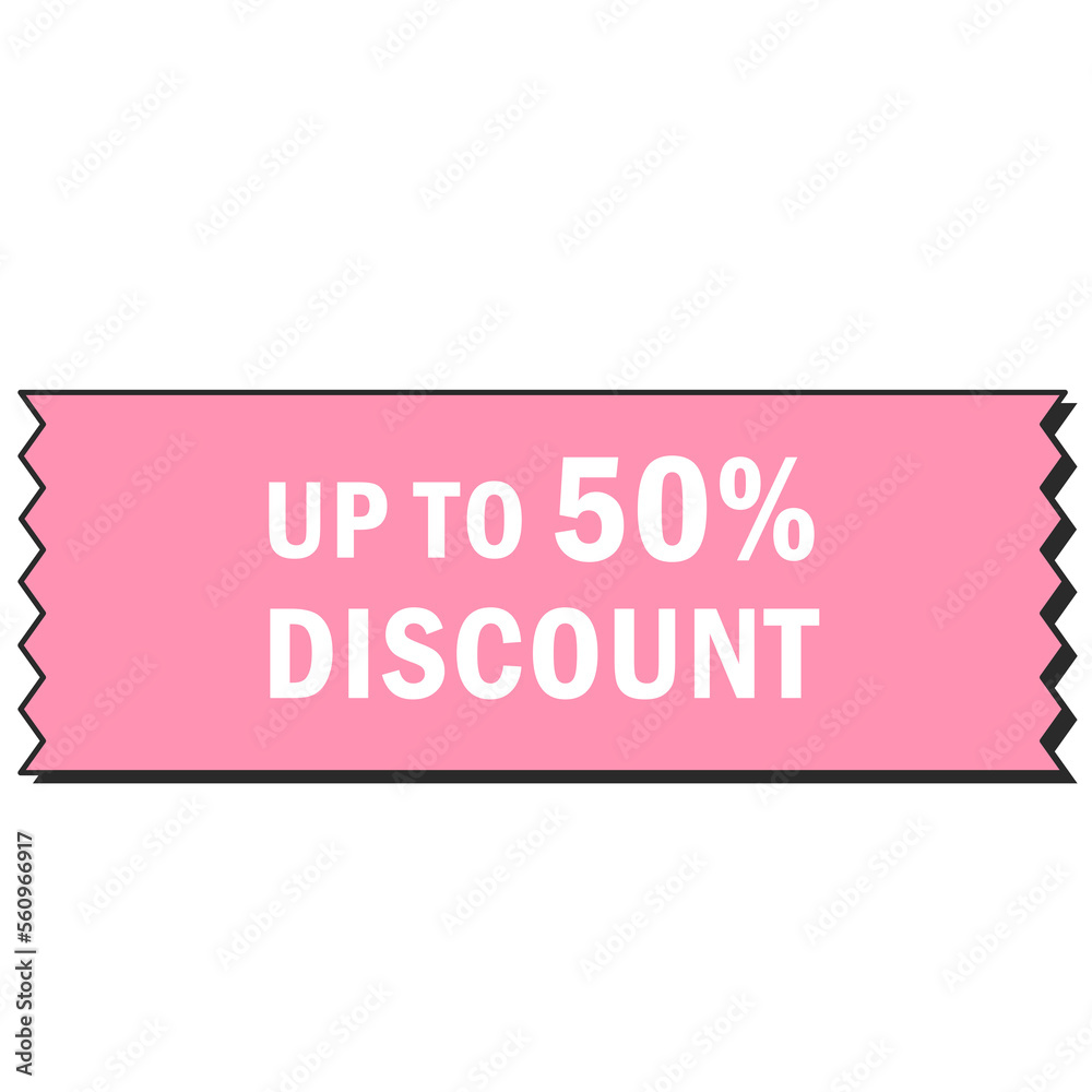 Up to 50 percent off Sale. Discount offer price tag. Up to 50 percent off Sale. Discount offer price tag.