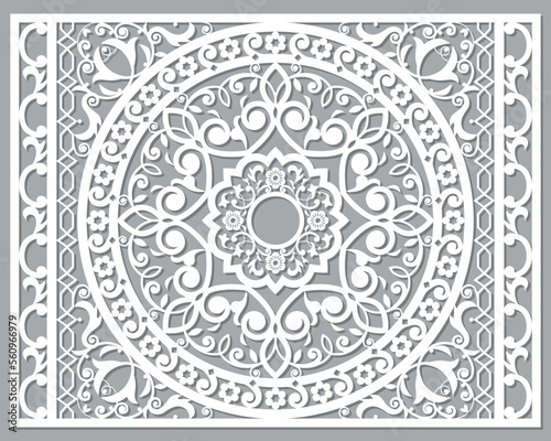 Marrakesh boho wall panel decoration in white on gray, traditional detailed art from Morocco
