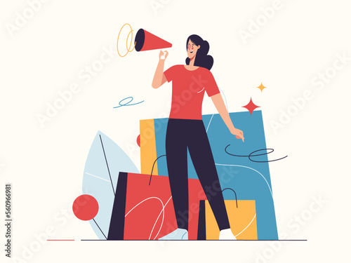 Vector illustration on the subject of e-commerce, sale, promotions, online shopping