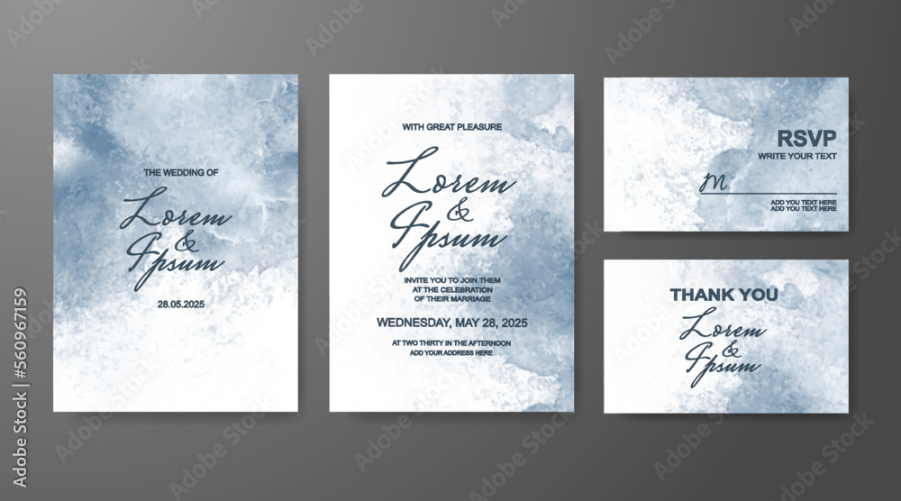 Wedding invitation with abstract watercolor background