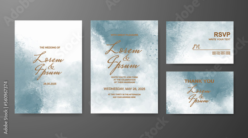 Wedding invitation with abstract watercolor background