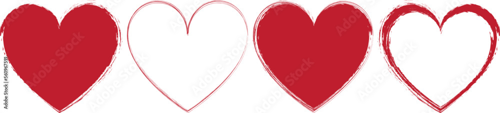 vector illustration of red brush painted stamp heart frame banner - Valentine's Day concept - obrazy, fototapety, plakaty 