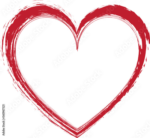 Fotobehang vector illustration of red brush painted stamp heart frame banner - Valentine's