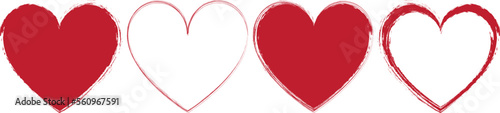 Valokuva vector illustration of red brush painted stamp heart frame banner - Valentine's