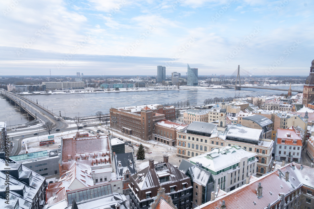 Riga capital of Latvia winter scenery