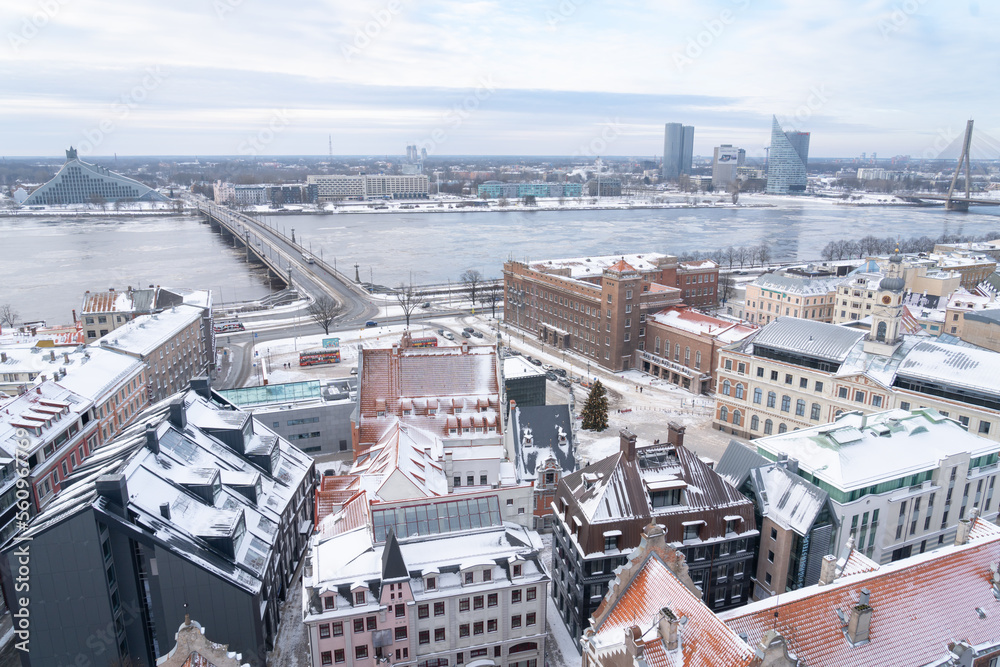 Obraz premium Riga capital of Latvia winter scenery