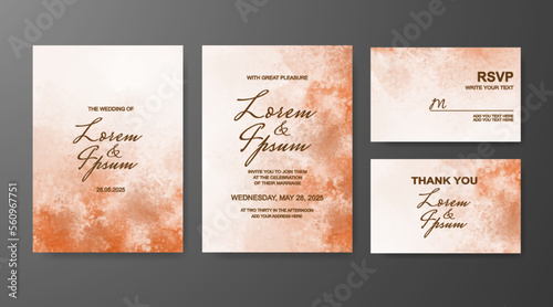 Wedding invitation with abstract watercolor background