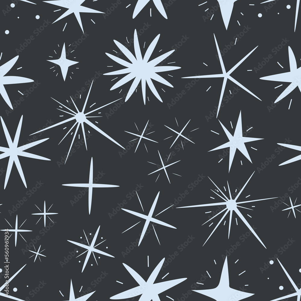 Hand drawn sparkling star. Retro abstract seamless pattern with hand drawn sparkle for celebration design. Geometric shape. Hand drawn sparkling star. Retro abstract seamless pattern with hand drawn sparkle for celebration design. Geometric shape.