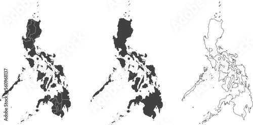 set of 3 maps of Philippines - vector illustrations photo