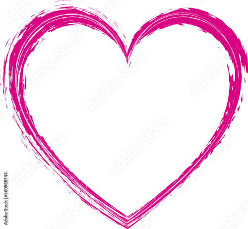 vector illustration of pink brush painted stamp heart frame banner - Valentine's Day concept