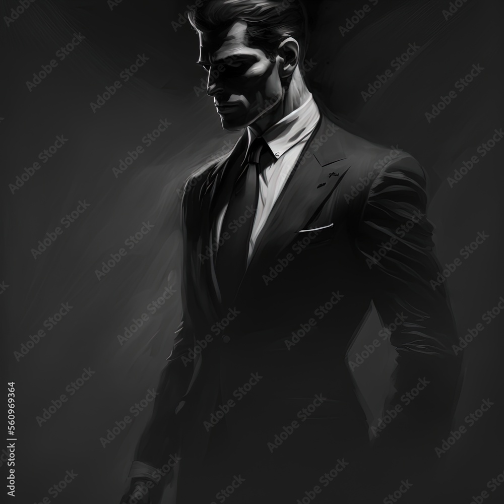 Man in black suit.Generative AI
