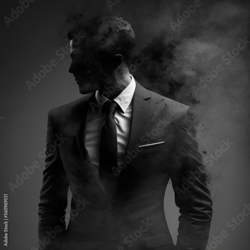 Man in black suit.Generative AI