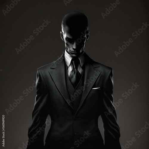 Man in black suit.Generative AI © Rudsaphon