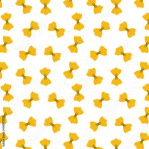 Farfalle pasta pattern vector. Farfalle pasta on white background.