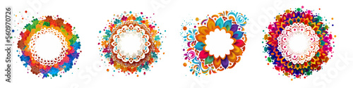 set vector illustration of colorful mandala isolated on white background