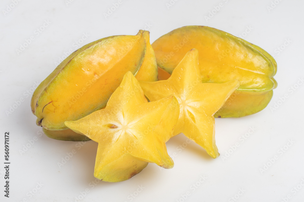 Fototapeta premium Carambola yellow on a white background