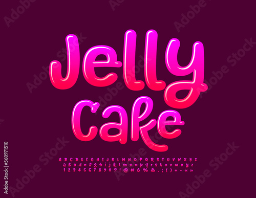 Vector creative emblem Jelly Cake with gradient color Font. Handwritten set of Alphabet Letters, Numbers and Symbols