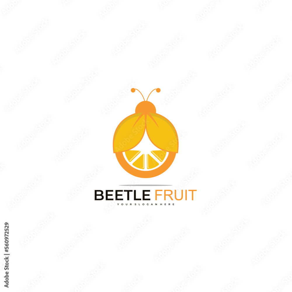 beetle logo with orange colorful template