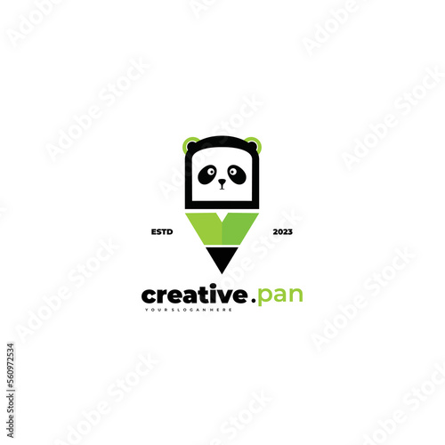 pencil panda logo gradient color template