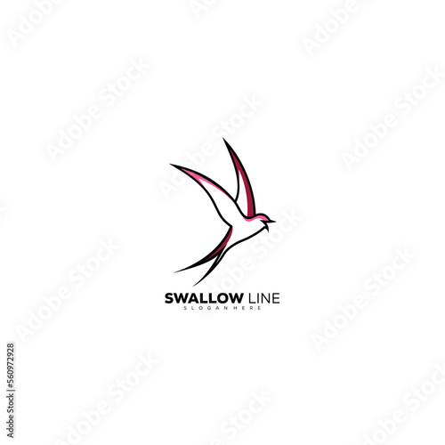 swallow line logo design illustration color