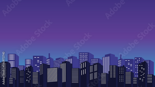 Urban silhouette with blue sky and tall buildings around