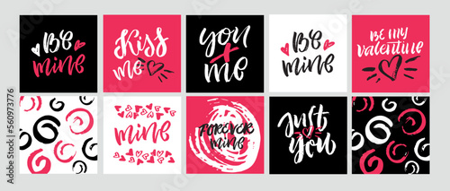 Happy Valentine'day card - hand drawn doodle lettering postcard. Heart, be mine. Vector