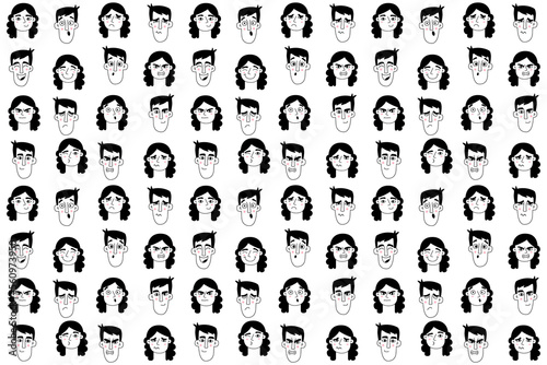 Man and woman face expression seamless pattern