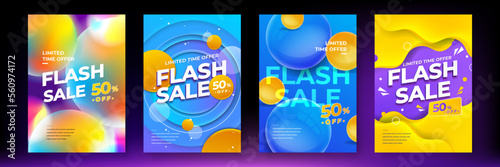 Modern colorful flash sale promotion design template poster. Sale and discount offers flyers. Flash sale poster, sale banner design template. Vector illustration