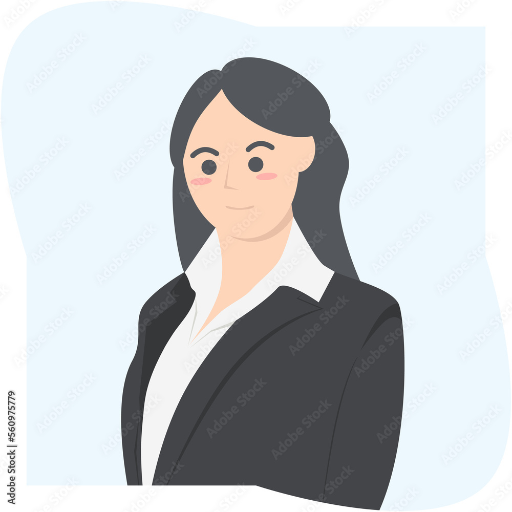 Professional Business Women Employment Avatar Long Hair Character Professional Business Women Employment Avatar Long Hair Character