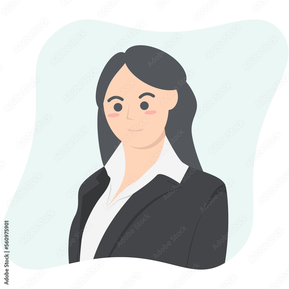 Professional Business Women Employment Avatar Long Hair Character Professional Business Women Employment Avatar Long Hair Character