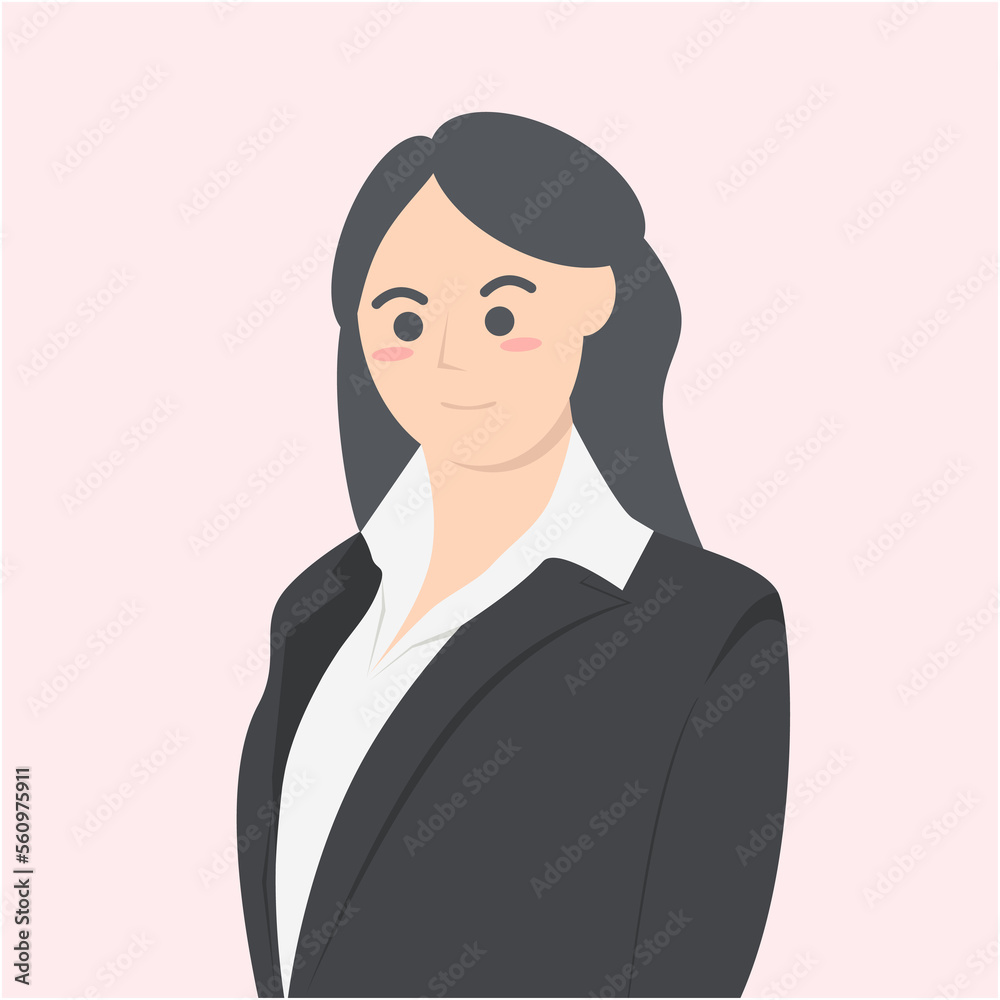 Professional Business Women Employment Avatar Long Hair Character Professional Business Women Employment Avatar Long Hair Character