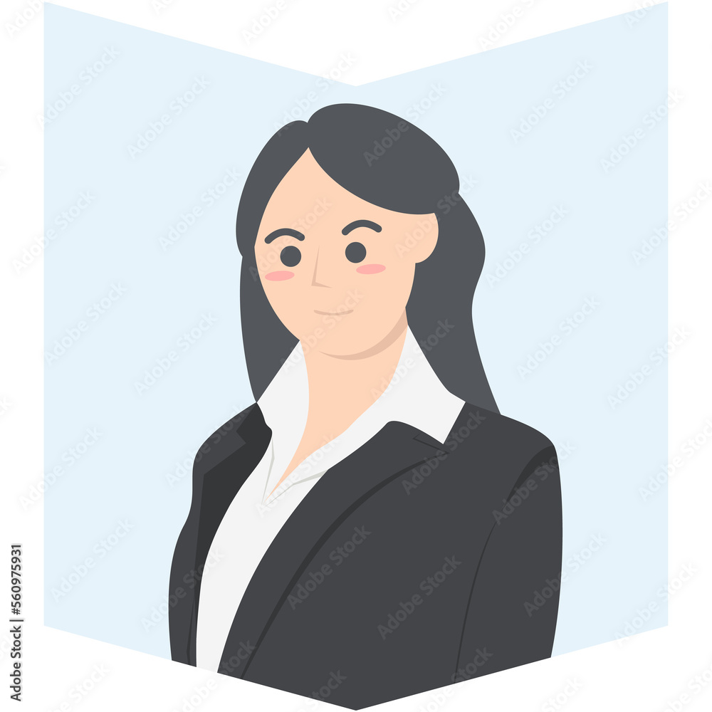 Professional Business Women Employment Avatar Long Hair Character Professional Business Women Employment Avatar Long Hair Character