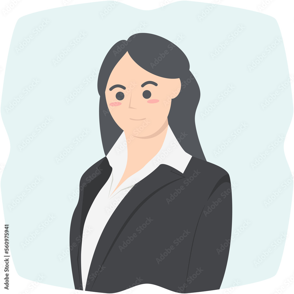 Professional Business Women Employment Avatar Long Hair Character Professional Business Women Employment Avatar Long Hair Character
