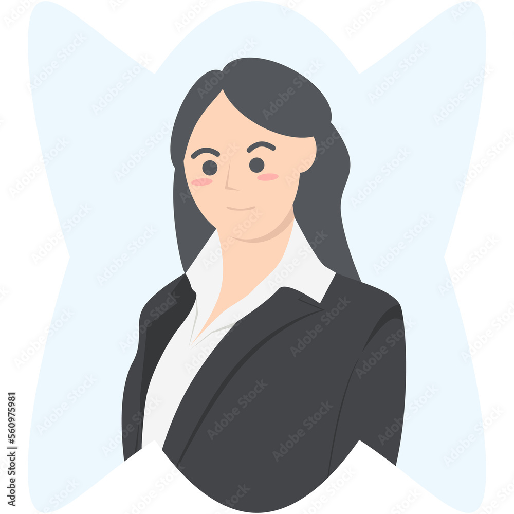 Professional Business Women Employment Avatar Long Hair Character Professional Business Women Employment Avatar Long Hair Character