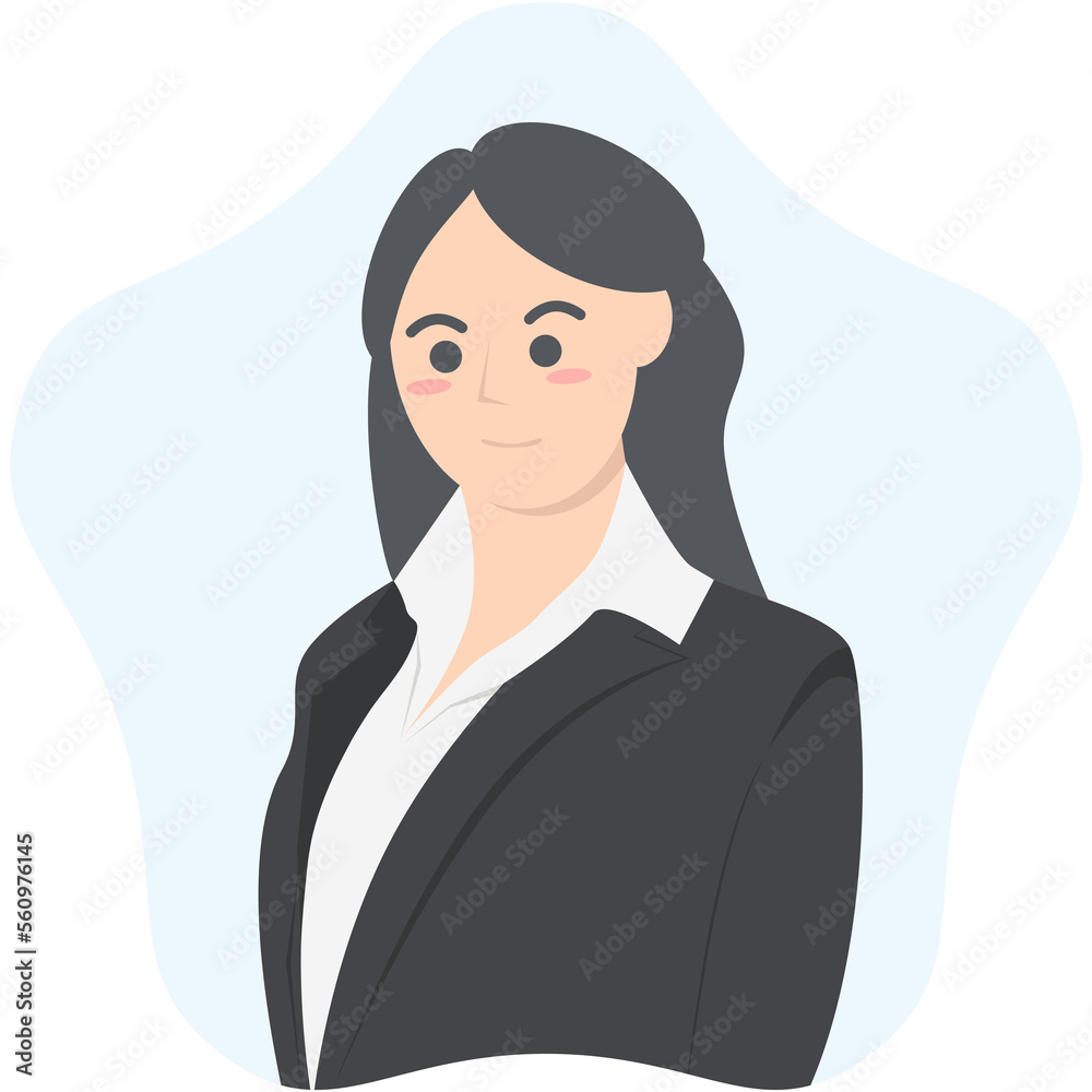 Professional Business Women Employment Avatar Long Hair Character Professional Business Women Employment Avatar Long Hair Character