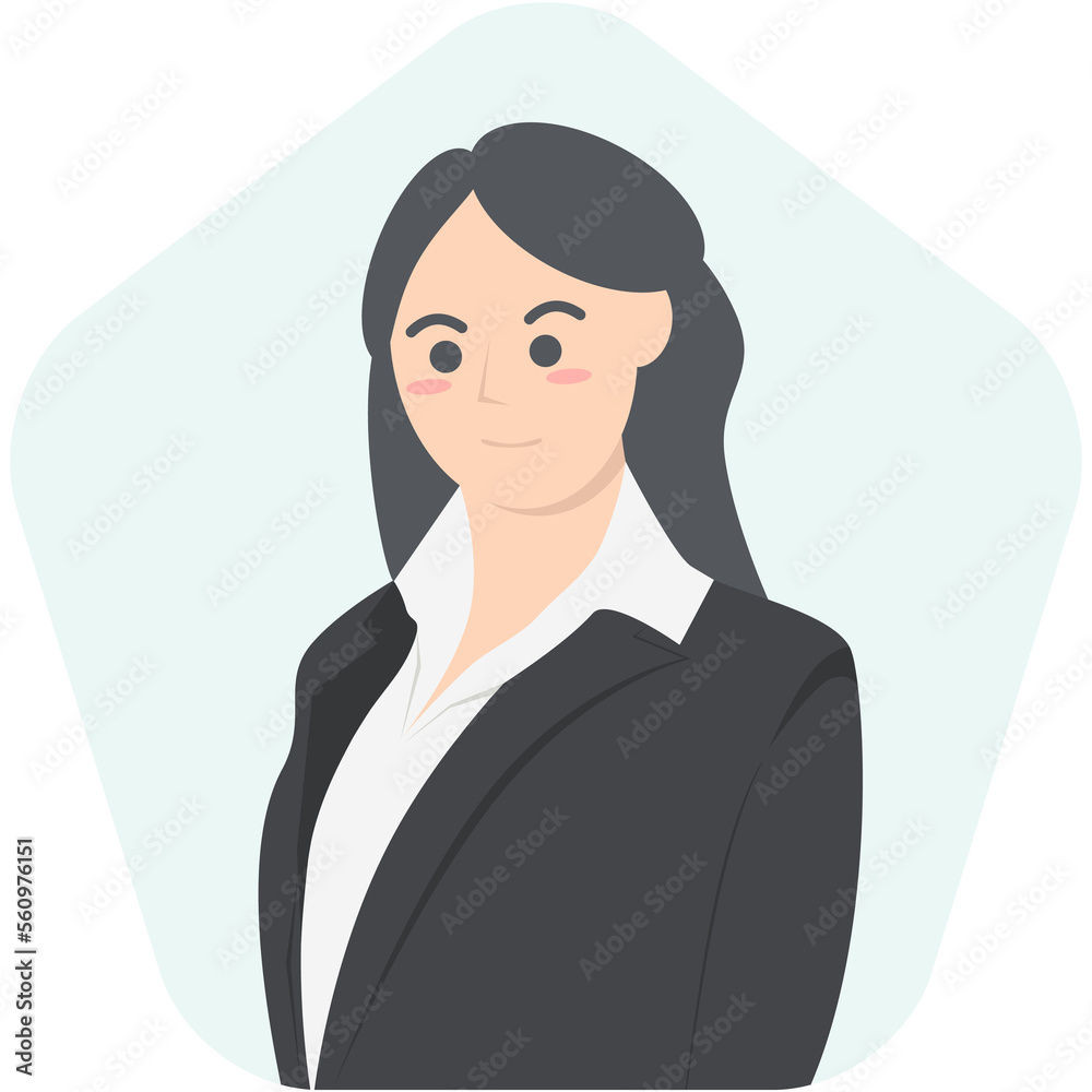 Professional Business Women Employment Avatar Long Hair Character Professional Business Women Employment Avatar Long Hair Character