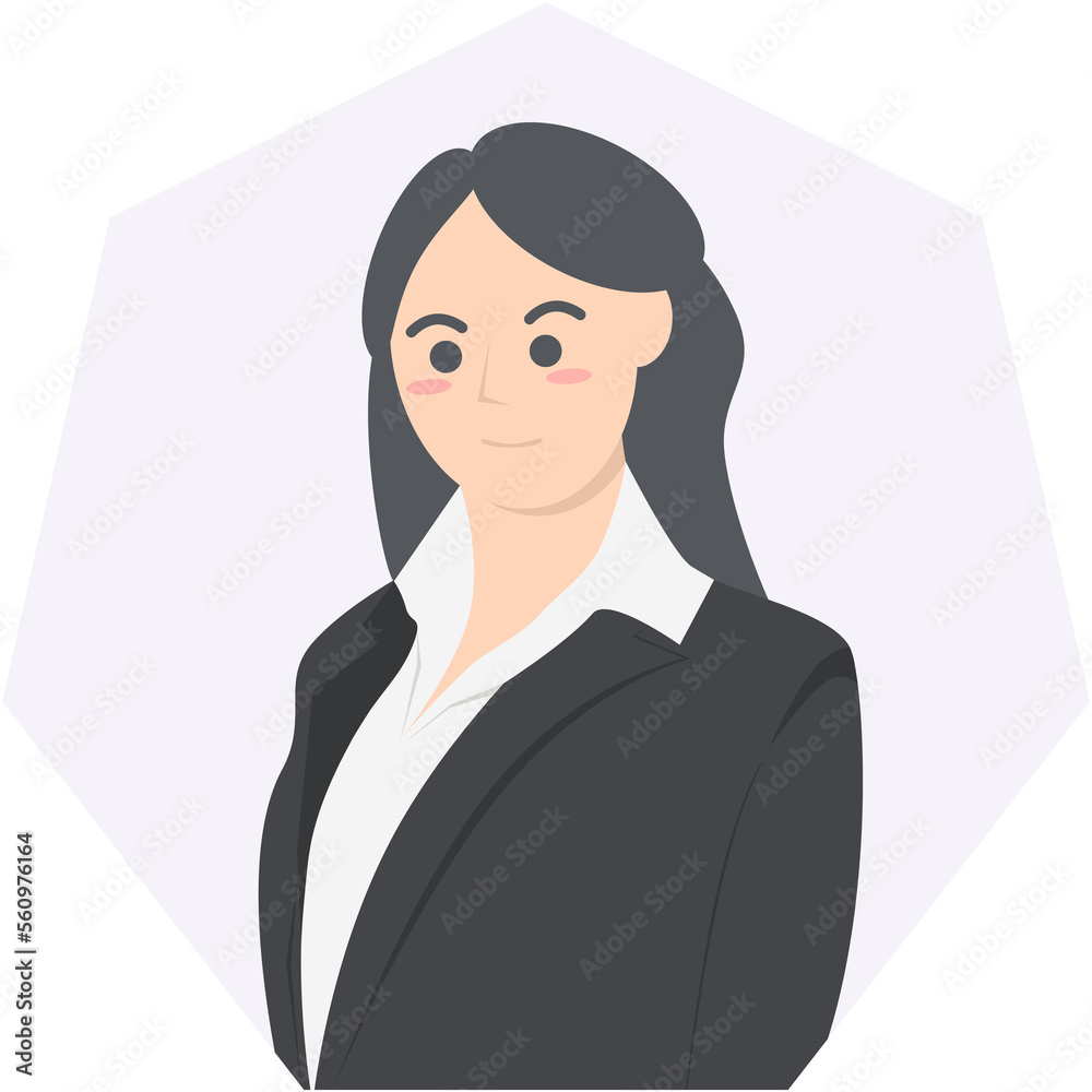 Professional Business Women Employment Avatar Long Hair Character Professional Business Women Employment Avatar Long Hair Character