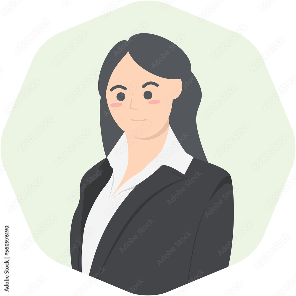 Professional Business Women Employment Avatar Long Hair Character Professional Business Women Employment Avatar Long Hair Character